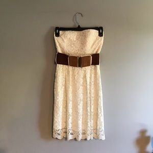 Rachael & Chloe White Strapless Lace Dress